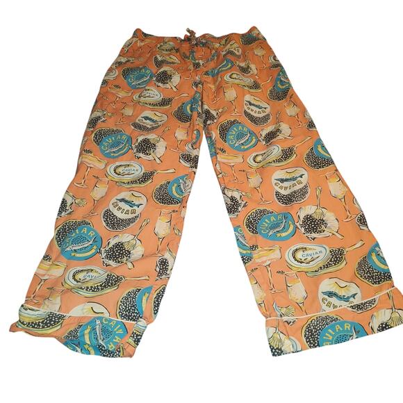 NEW PrintFresh Size L Champagne & Caviar PJ Top NWOT Pants Set Cotton Salmon - Picture 5 of 14